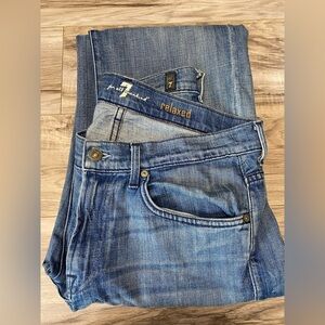 7 For All Mankind Jeans Mens 34 x 31 Blue A Pocket Relaxed Straight Leg Denim